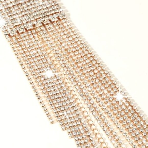 Wide Rhinestone Crystal Tassel Bracelet - Picture 2 of 3